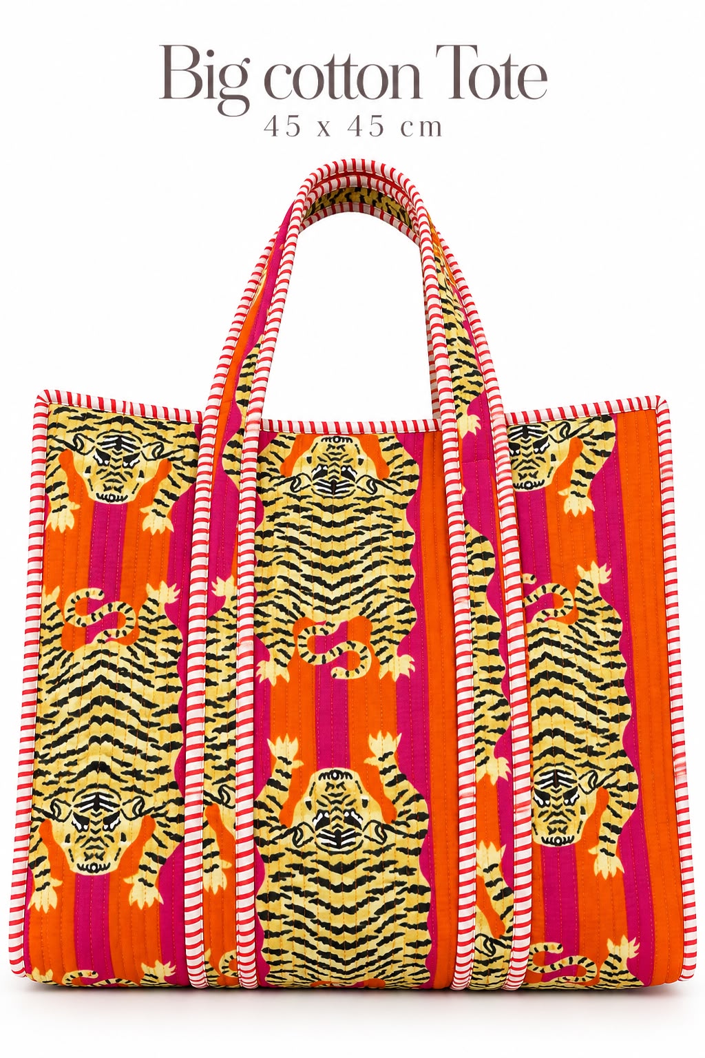 Tote Bag Grande Acolchada - Tigre Vibes Naranja
