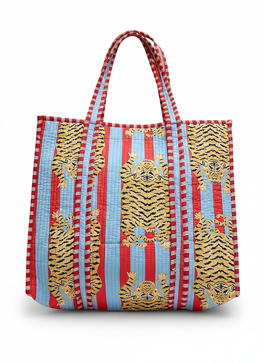 Tote Bag Grande Acolchada - Tigre Vibes Azul