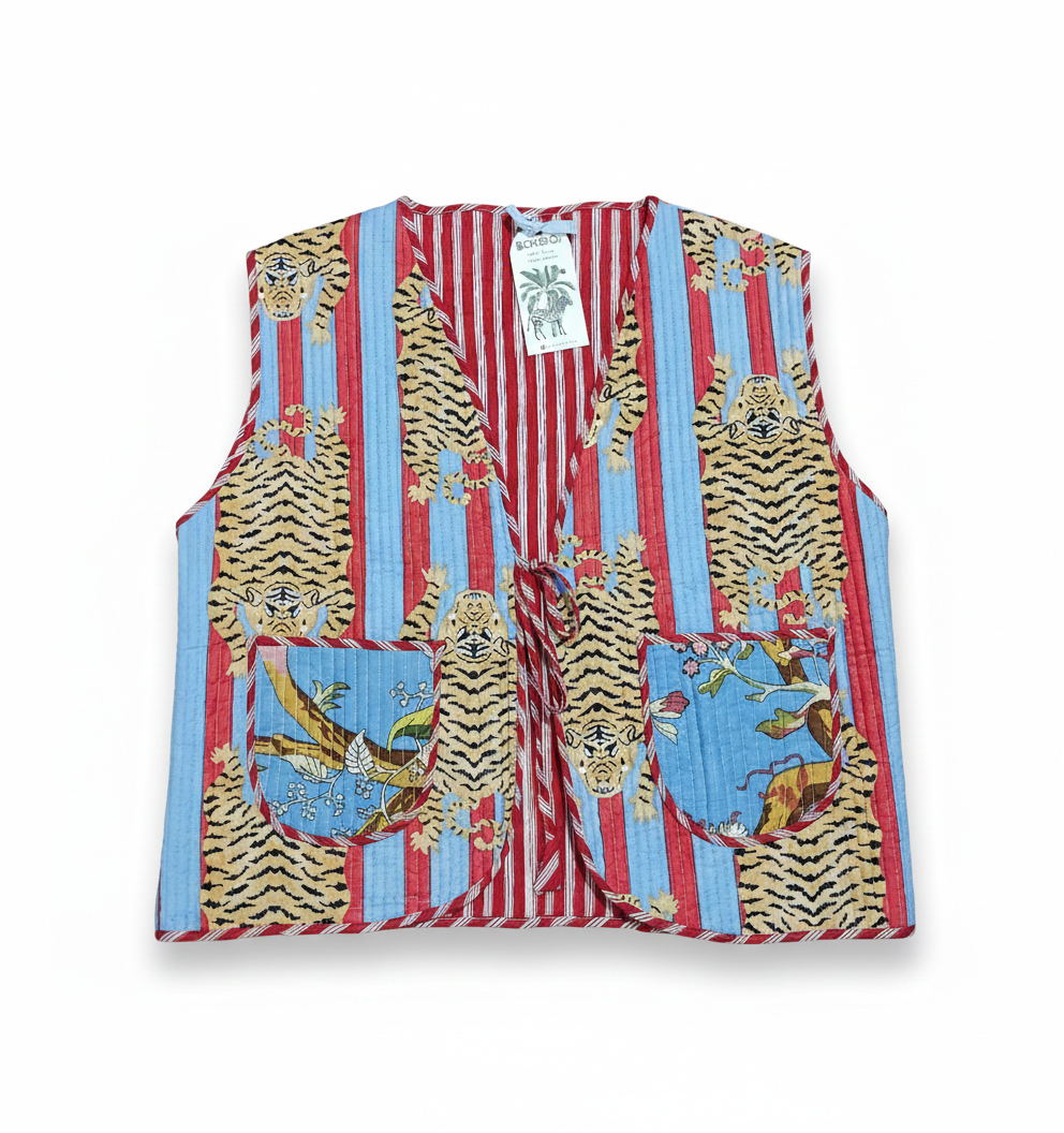 Chaleco Algodón - Tigre Vibes Azul / Rojo