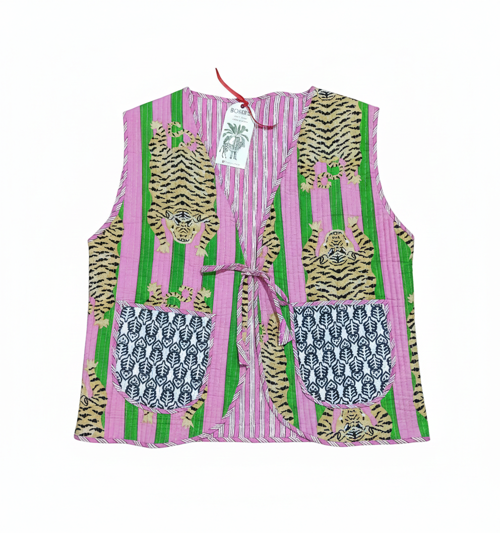 Chaleco Algodón - Tigre Vibes Rosa / Verde